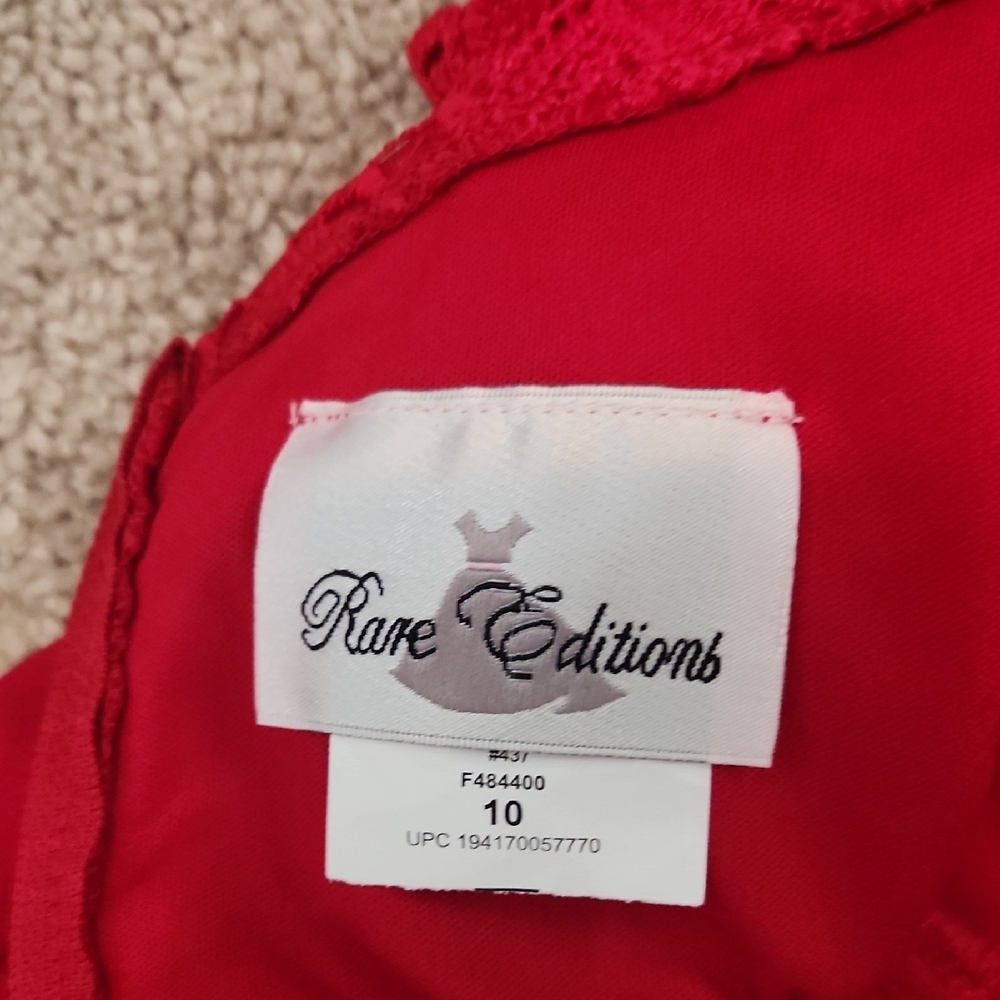 Rare Editions Scarlet Dress with Lace Trim - Picture 2 of 4